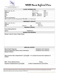 Document preview: Hope House Referral Form - Niagara County, New York