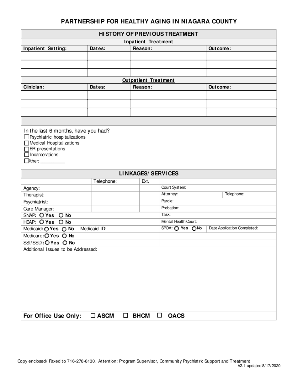 Partnership for Healthy Aging Referral Form - Niagara County, New York, Page 2