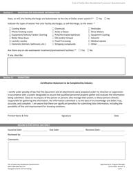 Form DWU-FRM-098-PALS.PTT Non-residential Customer Questionnaire - City of Dallas, Texas, Page 2