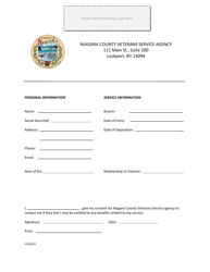 Document preview: Veterans Service Agency Data Sheet - Niagara County, New York