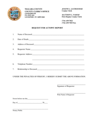 Document preview: Request for Autopsy Report - Niagara County, New York