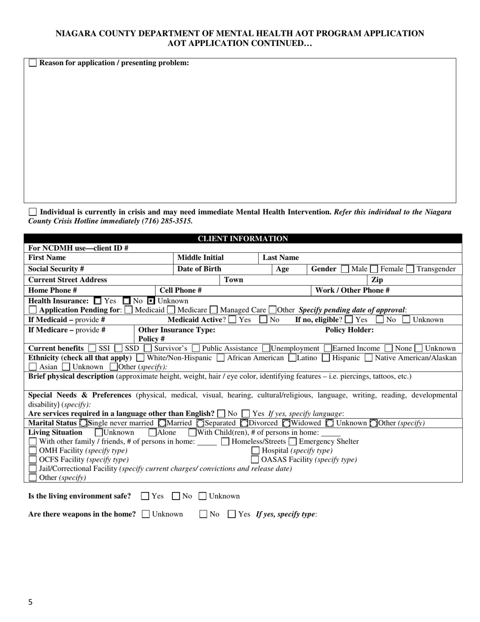 Niagara County Aot Application - Niagara County, New York, Page 5