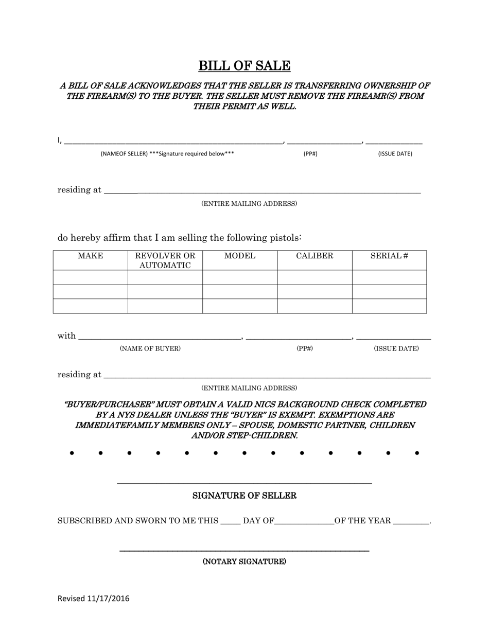 Niagara County, New York Bill of Sale Fill Out, Sign Online and