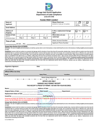 Form CCS-FRM-418 &quot;Garage Sale Permit Application&quot; - City of Dallas, Texas
