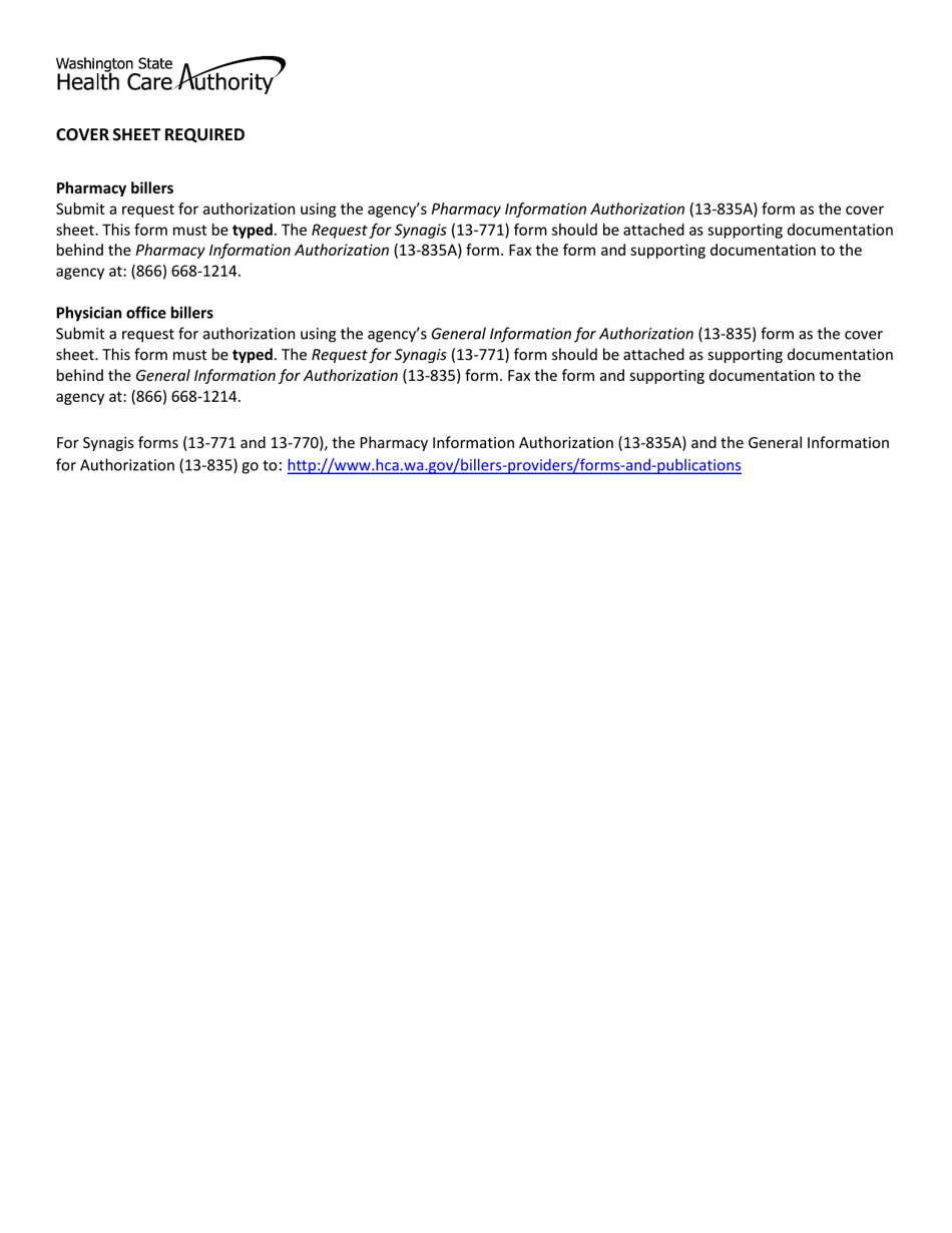 Form HCA13-771 Request for Synagis - Washington, Page 3