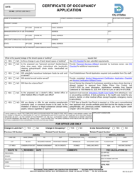 Document preview: Certificate of Occupancy Application - City of Dallas, Texas