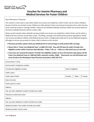 Document preview: Form HCA13-708 Voucher for Interim Pharmacy and Medical Services for Foster Children - Washington
