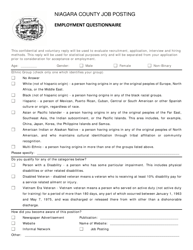 Document preview: Employment Questionnaire - Niagara County, New York