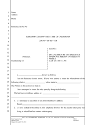 Document preview: Form PR-01 Declaration Re Due Diligence to Locate Person Entitled to Notice - County of Sutter, California