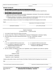 Form CR-06 Petition for Resentencing or Post-sentence Redesignation or Dismissal/Sealing - County of Sutter, California, Page 2