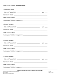 Form FL-02 Child Custody Investigation Questionnaire - County of Sutter, California, Page 7