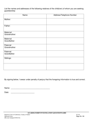 Form FL-05 Guardianship Investigation Questionnaire - County of Sutter, California, Page 10