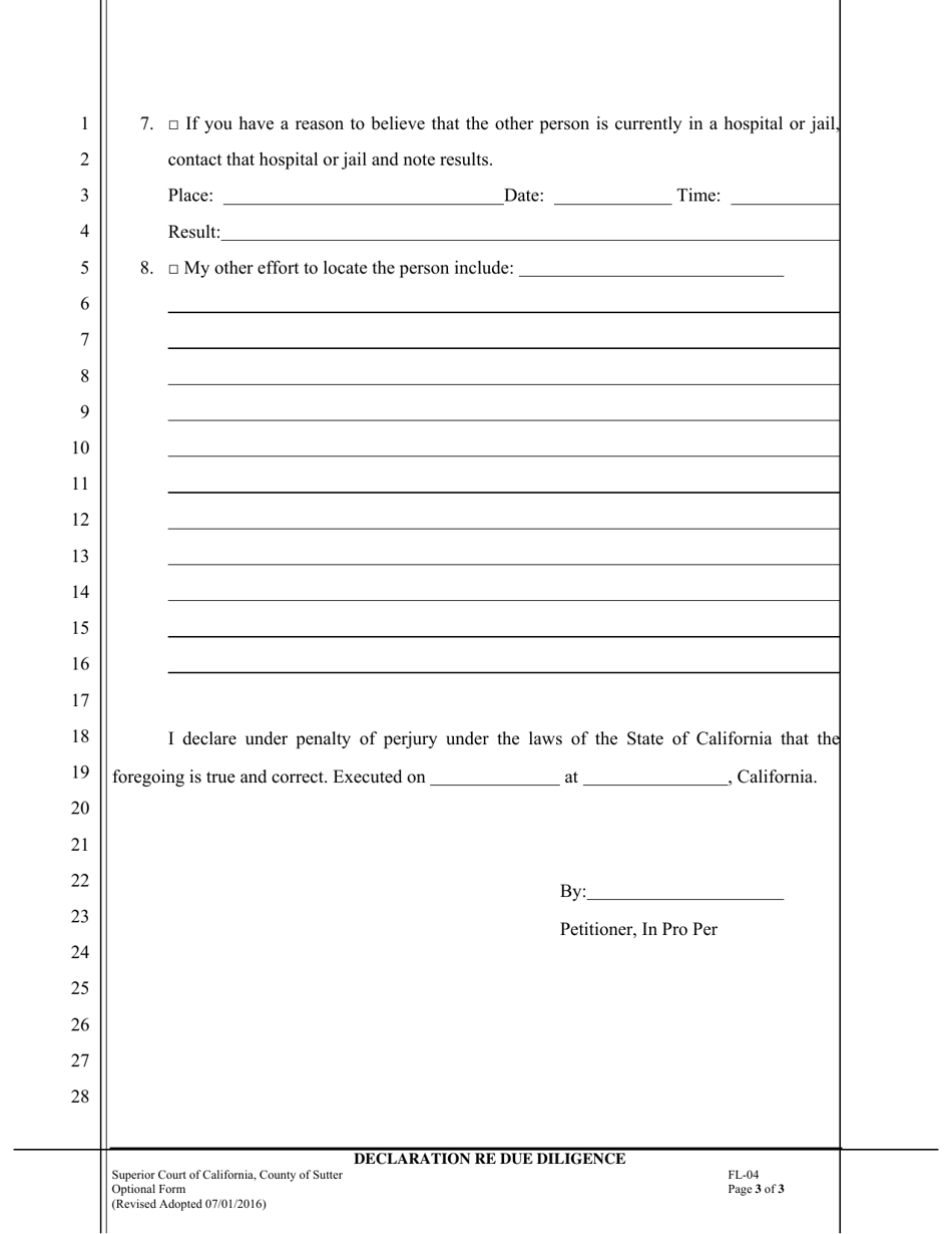 Form FL-04 Declaration Re Due Diligence - County of Sutter, California, Page 3