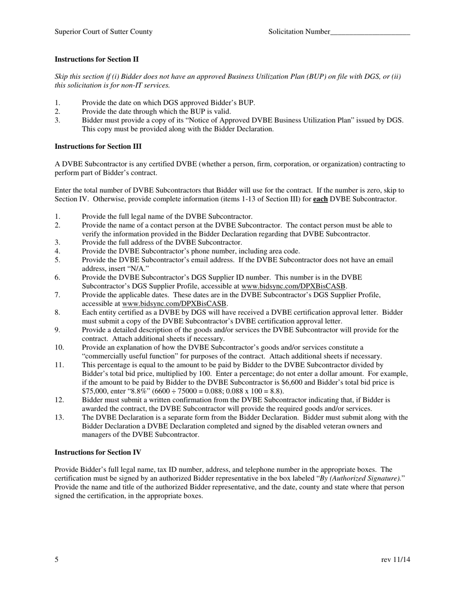 Dvbe Bidder Declaration - County of Sutter, California, Page 5