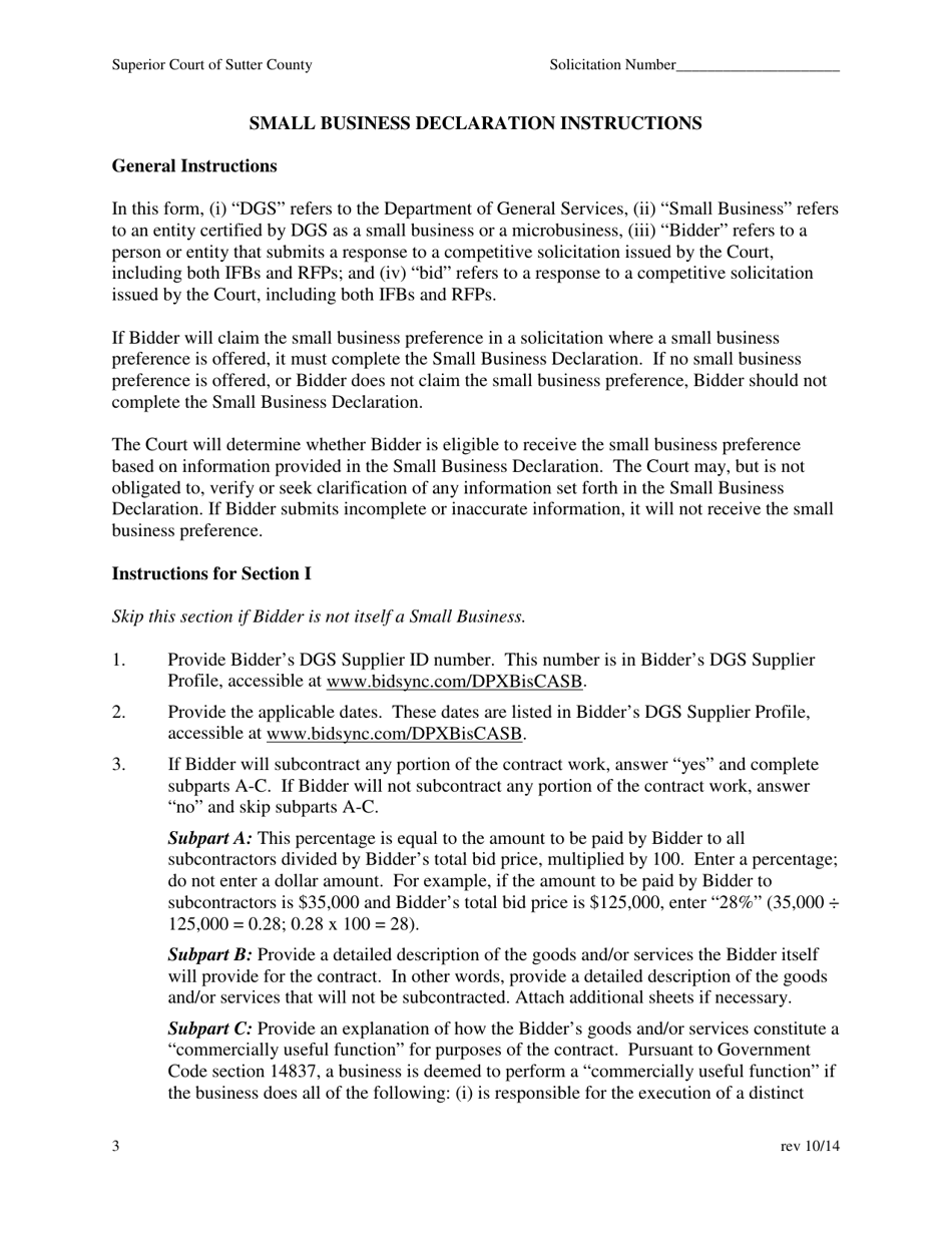 Small Business Declaration - County of Sutter, California, Page 3