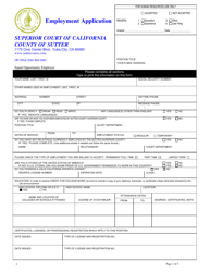 Document preview: Employment Application - County of Sutter, California