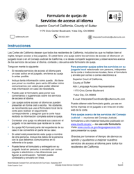 Formulario De Quejas De Servicios De Acceso Al Idioma - County of Sutter, California (Spanish)