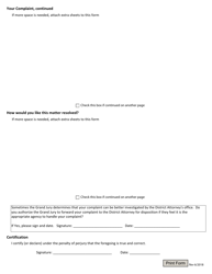 Grand Jury Citizen Complaint Form - County of Sutter, California, Page 2