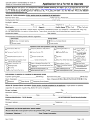 Document preview: Application for a Permit to Operate - Oneida County, New York