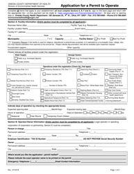 Application for a Permit to Operate - Oneida County, New York