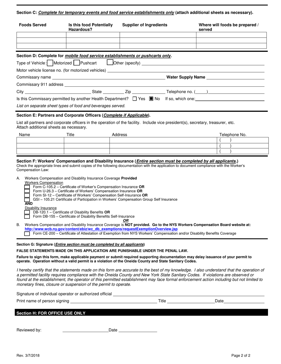 Oneida County, New York Application for a Permit to Operate - Fill Out ...