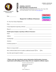 Document preview: Request for Certificate of Insurance - Oneida County, New York