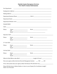 Document preview: Emergency Services Fire Chief's Contact Information - Oneida County, New York