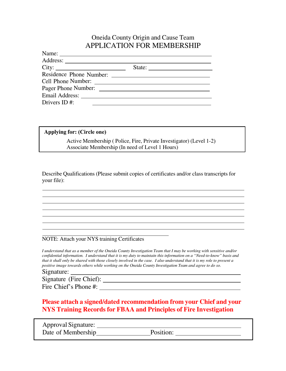 Origin and Cause Team Application for Membership - Oneida County, New York, Page 3