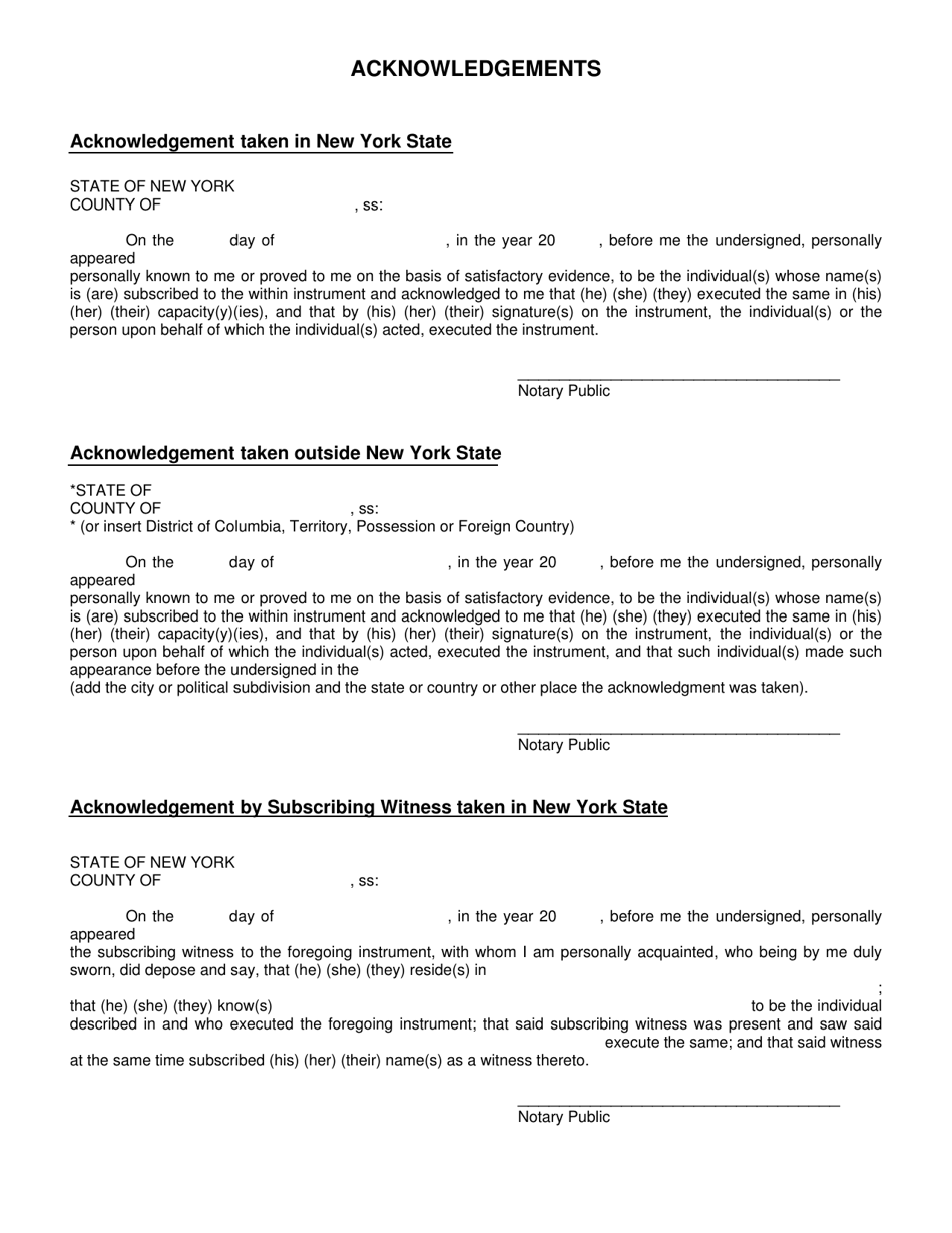 Dutchess County, New York All Purpose Acknowledgement Download Fillable