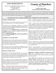 Document preview: Application for Examination or Employment - Dutchess County, New York