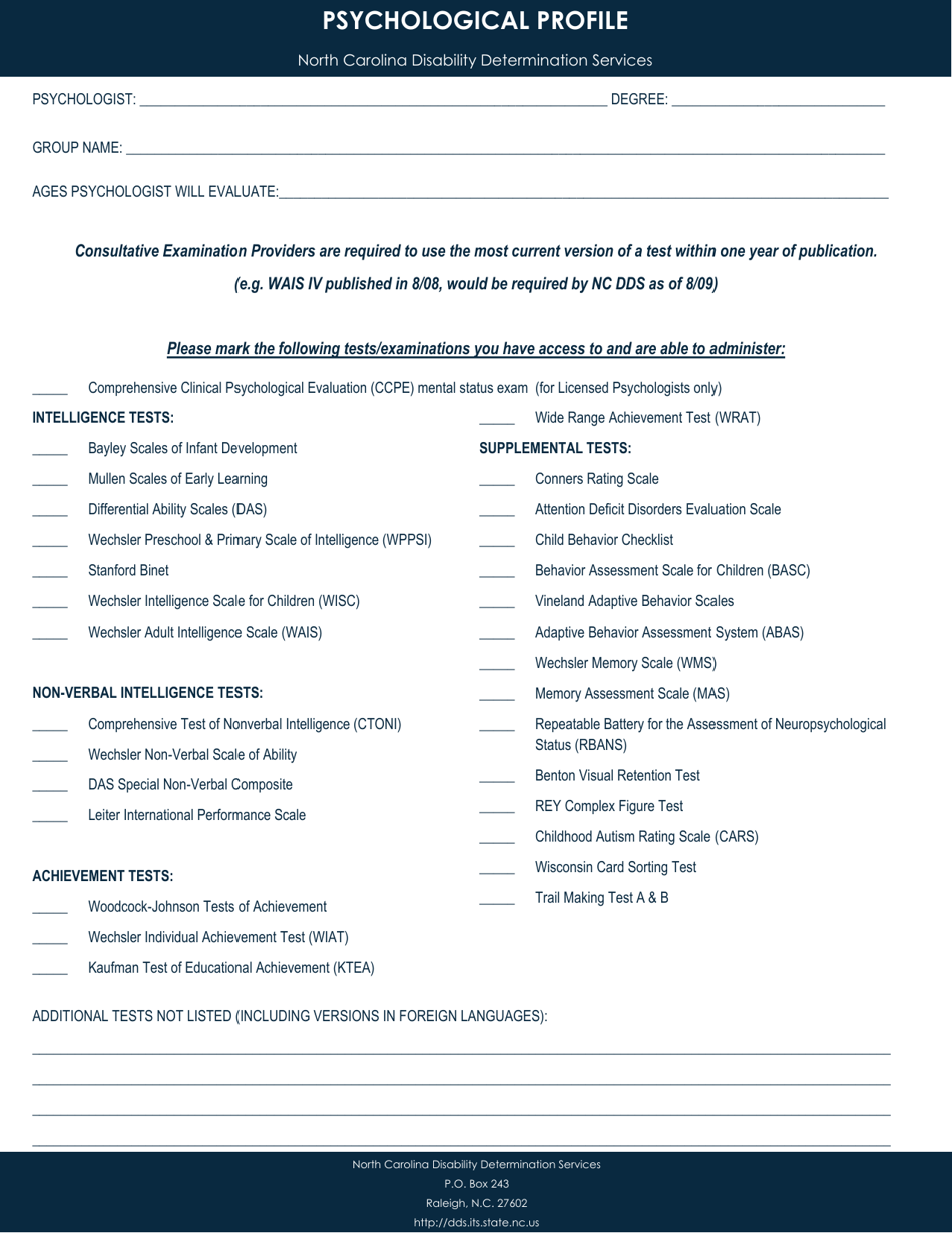 Psychological Application - North Carolina, Page 3