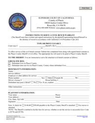 Form PL-CV008 Civil Bench Warrant - County of Placer, California