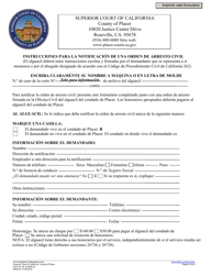 Formulario PL-CV008 Orden De Arresto Civil - County of Placer, California (Spanish)