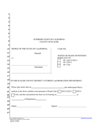 Document preview: Form PL-CR009 Notice of Filing of Petition - County of Placer, California