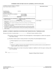 Document preview: Form PL-CR007 Response for Resentencing or Dismissal/Redesignation or Dismissal/Sealing - County of Placer, California