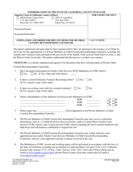 Form PL-FCS003 Stipulation and Order for Private Mediator or Child Custody Recommending Counselor - County of Placer, California