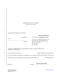 Document preview: Formulario PL-CR009 Aviso De La Presentacion De Una Peticion De Conformidad - County of Placer, California (Spanish)
