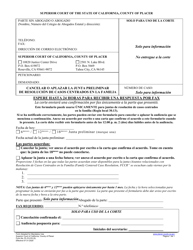 Formulario PL-FL018 Cancelar O Aplazar La Junta Preliminar De Resolucion De Casos Centrados En La Familia - County of Placer, California (Spanish)