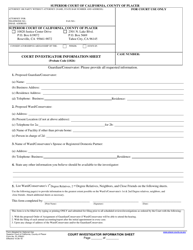 Document preview: Form PL-PR001 Court Investigator Information Sheet - County of Placer, California