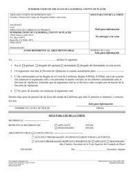 Document preview: Formulario PL-AP001 Aviso Referente Al Argumento Oral - County of Placer, California (Spanish)
