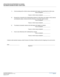 Form PL-CW008 Application for Appointment as Counsel for Minor Children in Family Court Cases - County of Placer, California, Page 2
