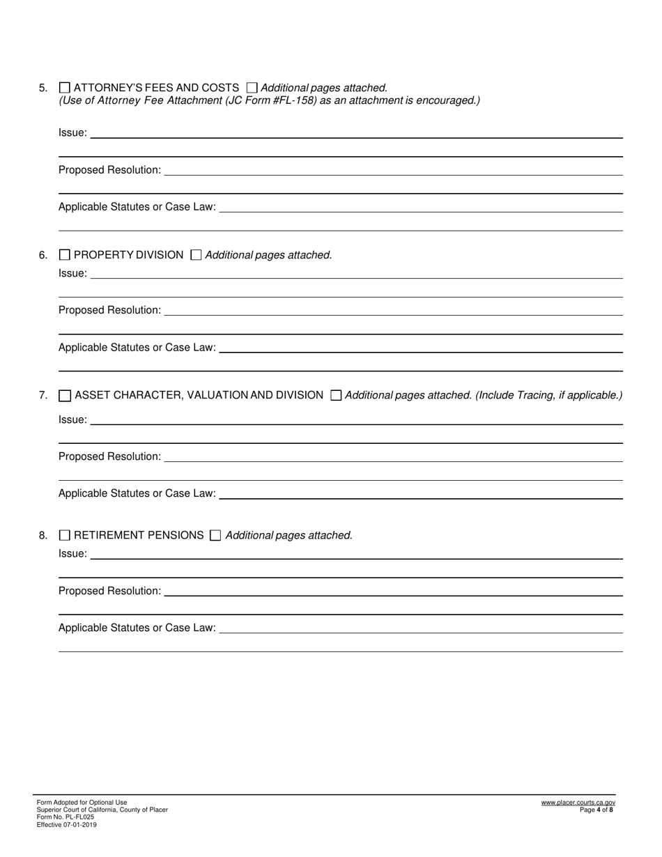 Form PL-FL025 - Fill Out, Sign Online and Download Fillable PDF, County ...