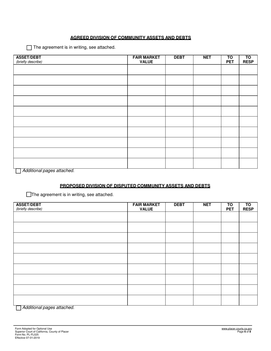 Form PL-FL025 Statement of Issues and Contentions - County of Placer, California, Page 6