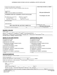 Document preview: Formulario PL-FL025 Declaracion De Asuntos Y Disputas - County of Placer, California (Spanish)