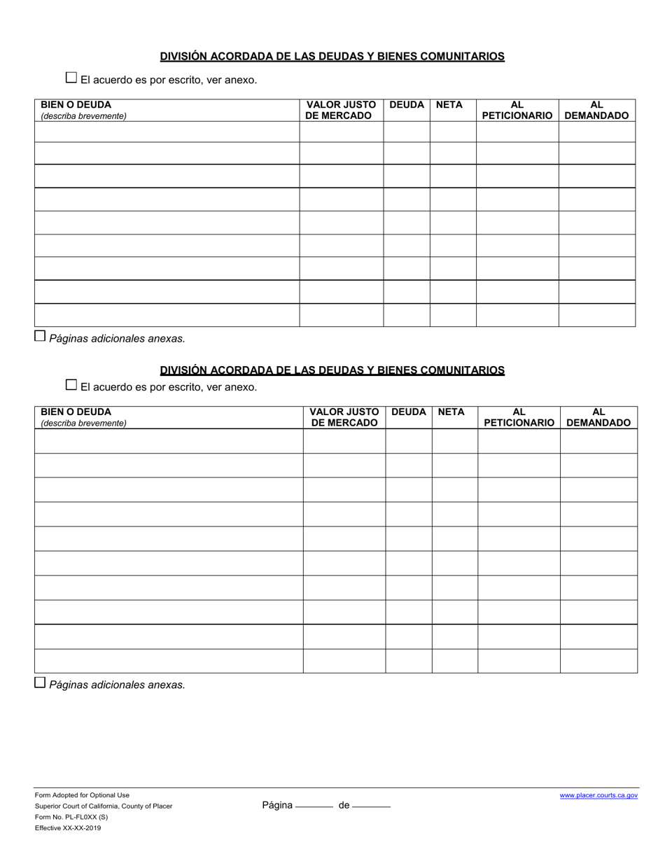 Formulario PL-FL025 Declaracion De Asuntos Y Disputas - County of Placer, California (Spanish), Page 6