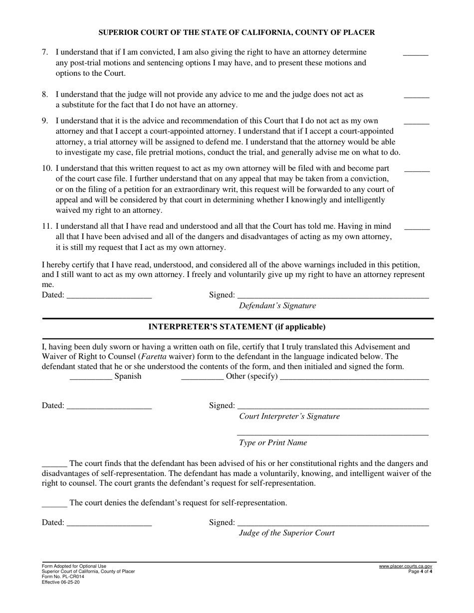 Form PL-CR014 - Fill Out, Sign Online and Download Fillable PDF, County ...