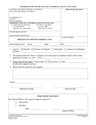 Document preview: Form PL-CV014 Request to Appear in Person: Civil - County of Placer, California