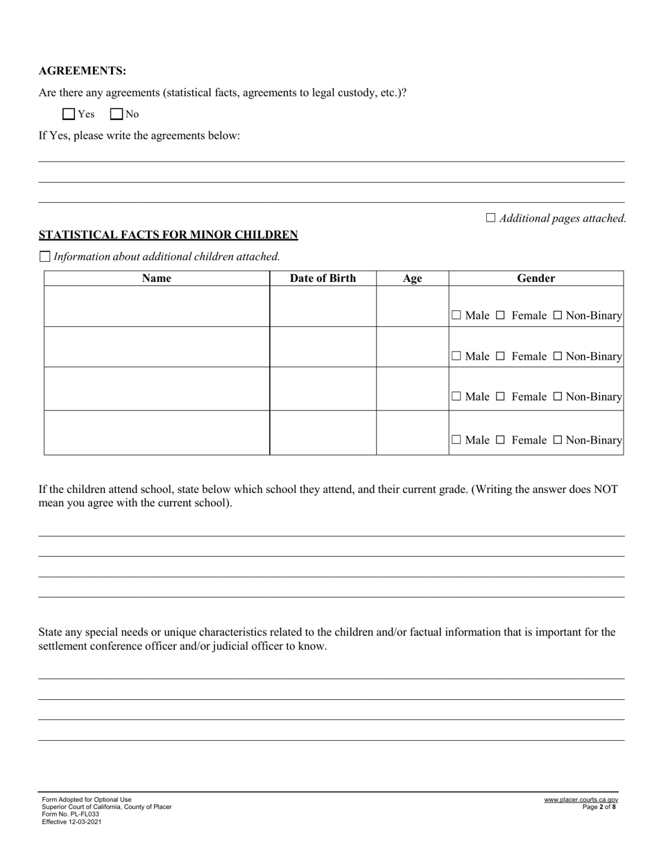 Form PL-FL033 - Fill Out, Sign Online and Download Fillable PDF, County ...