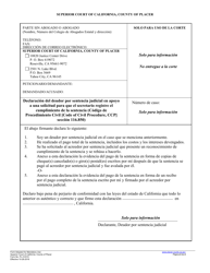 Formulario PL-CV010 Certificado De Cumplimiento De Sentencia Expedido Por El Secretario - County of Placer, California (Spanish), Page 2
