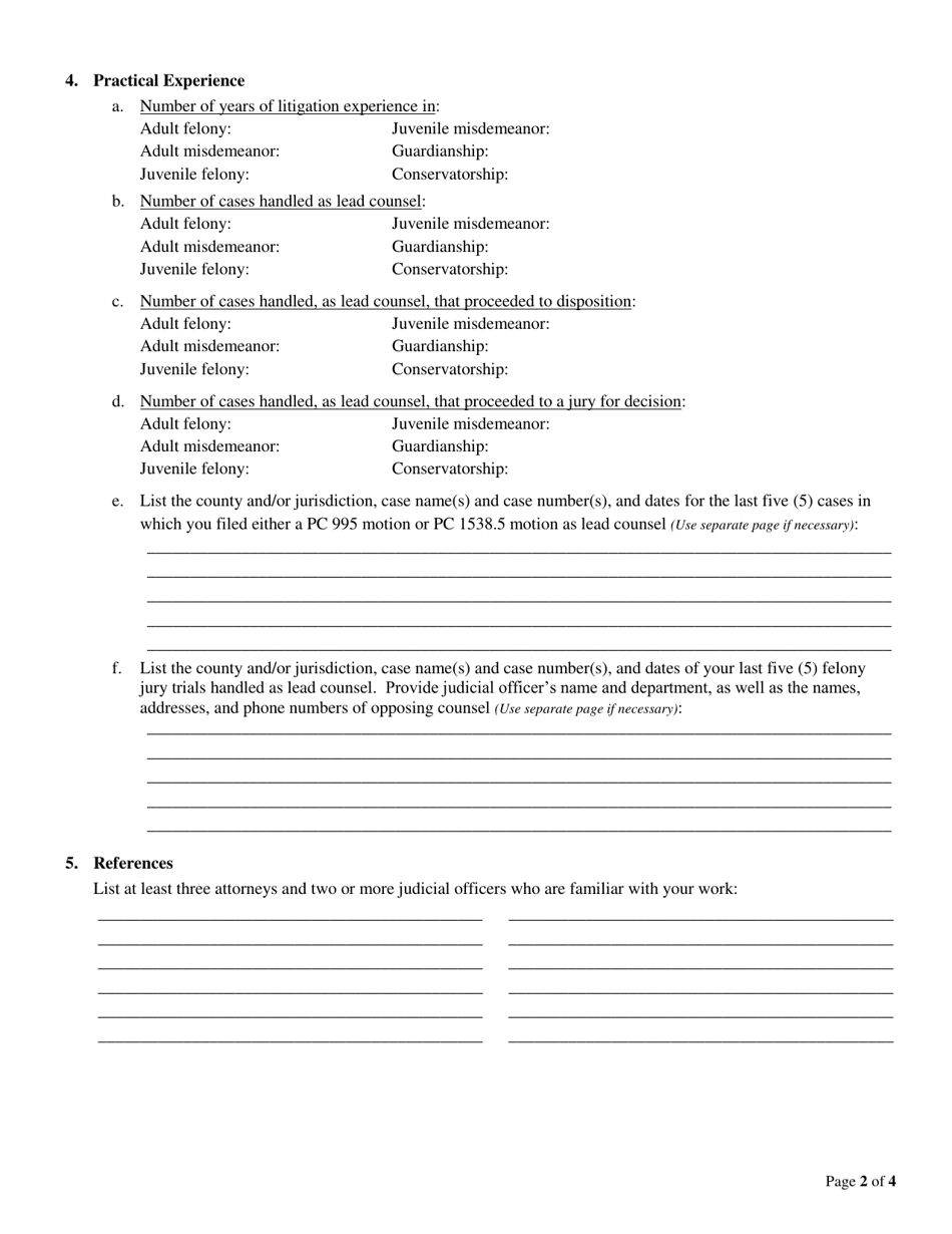 Court-Appointed Counsel Application and Agreement - County of Placer, California, Page 2
